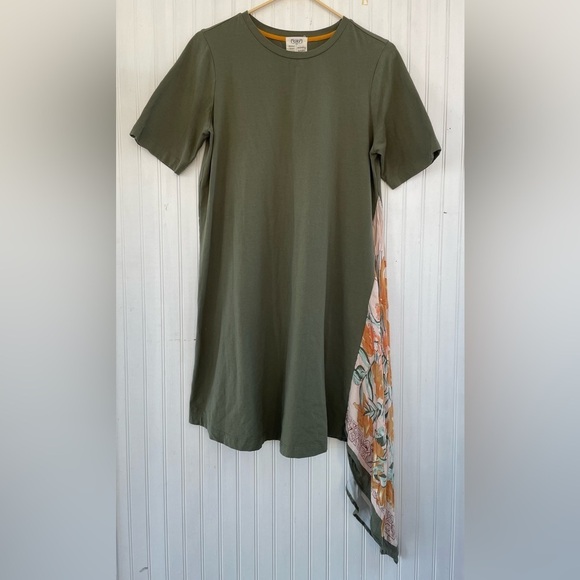 Anthropologie TINY Sage Green Giulia Contrast Tee Dress Size Medium - Picture 2 of 9